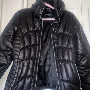 GUESS Women's Shiny Black Puffer Jacket